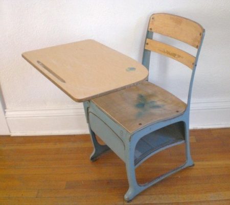 Antique Student Desk and chair with cubby