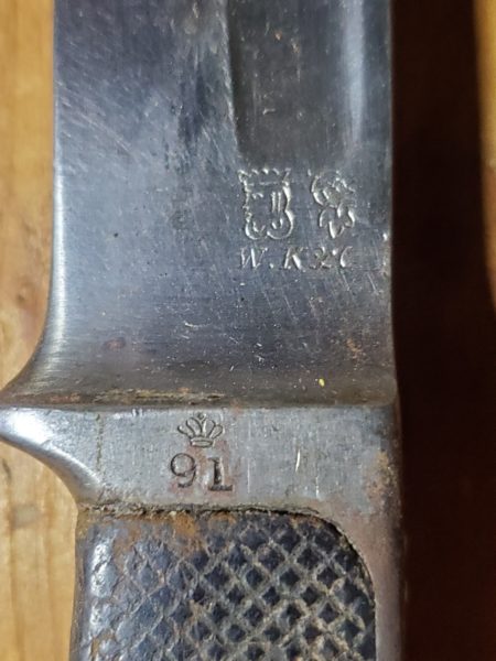 Rare Danish WW2 German Made Bayonet Fighting Knife w/ King Knight Markings -25 - Image 10